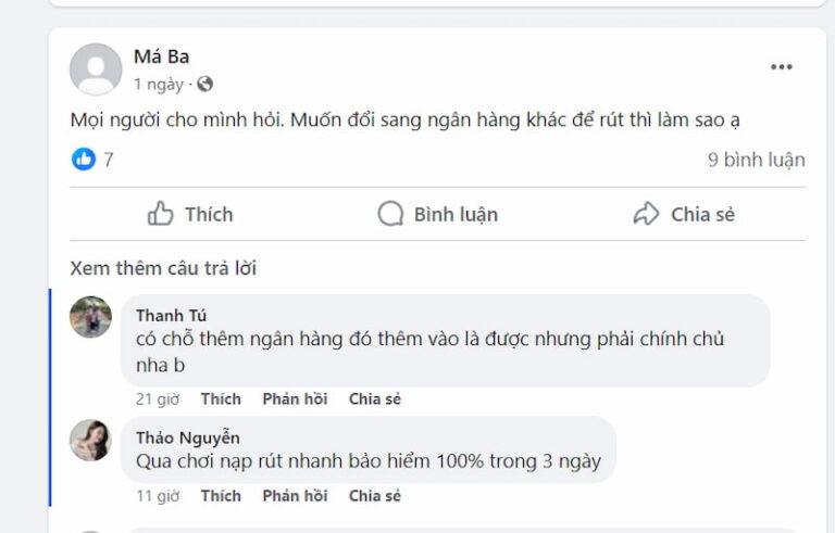 Tường thuật bài đăng rút tiền trên FB