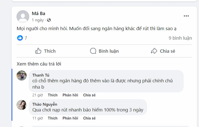 Tường thuật bài đăng rút tiền trên FB